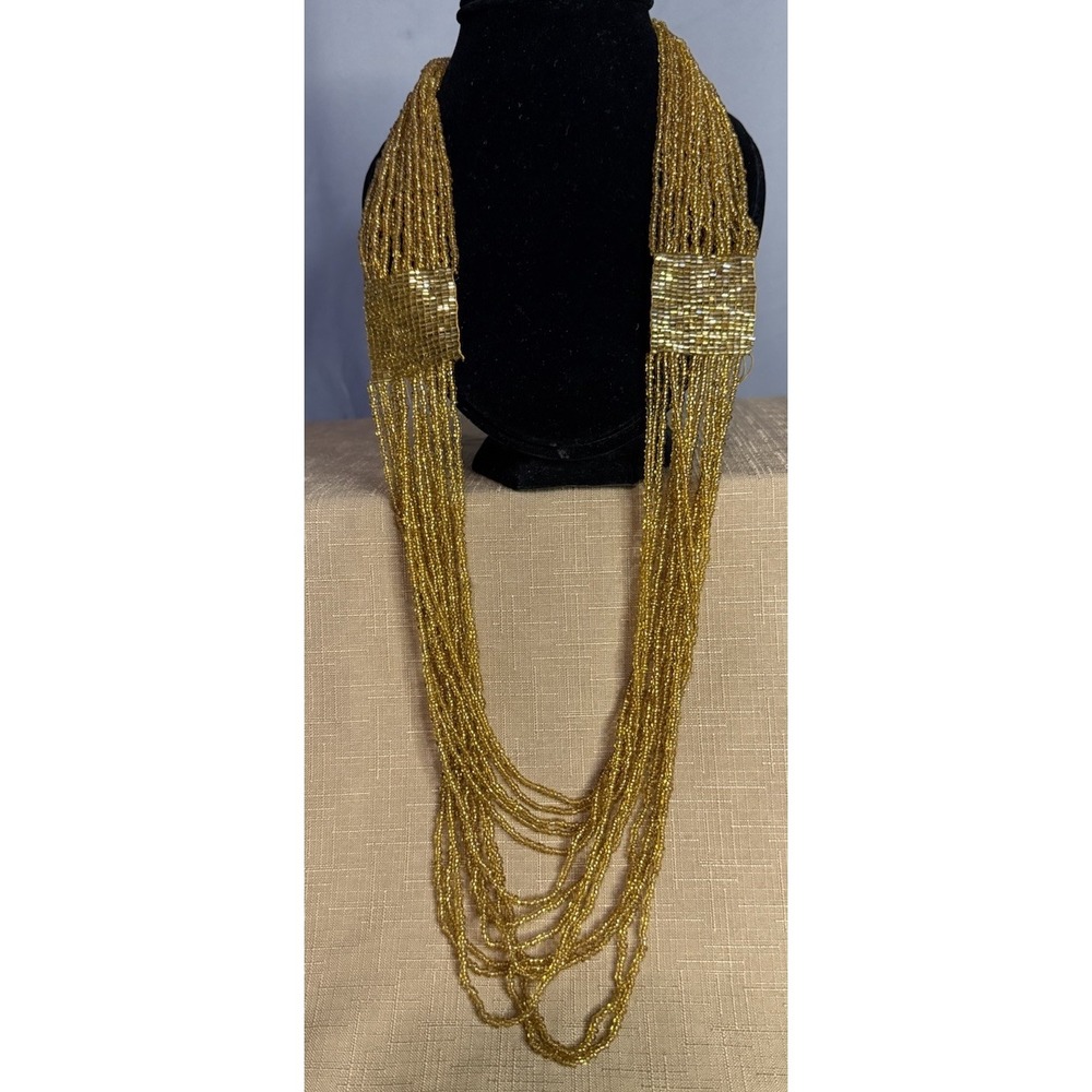 VERY LONG Multi Strand Gold Color Bohemian Dramatic Necklace